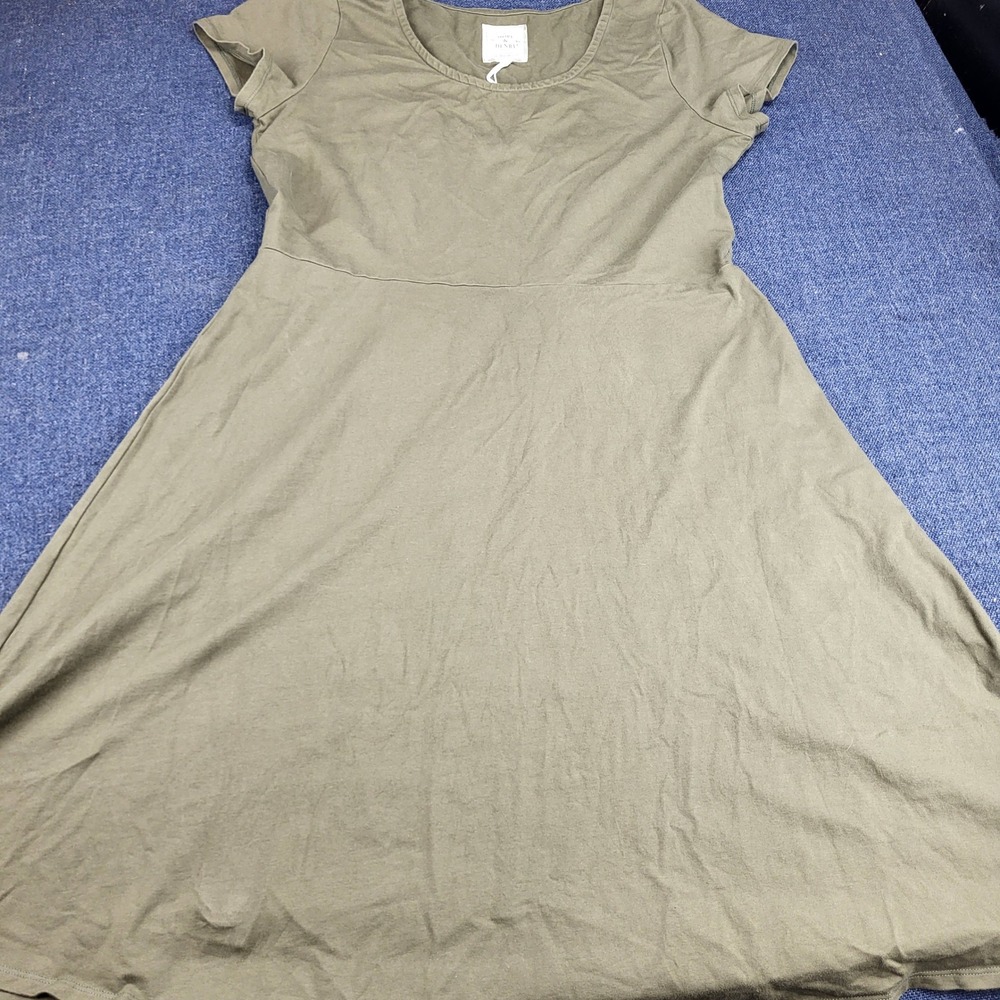 Hope & Henry Olive Green Organic Cotton Short Sleeve Fit & Flare Dress XL